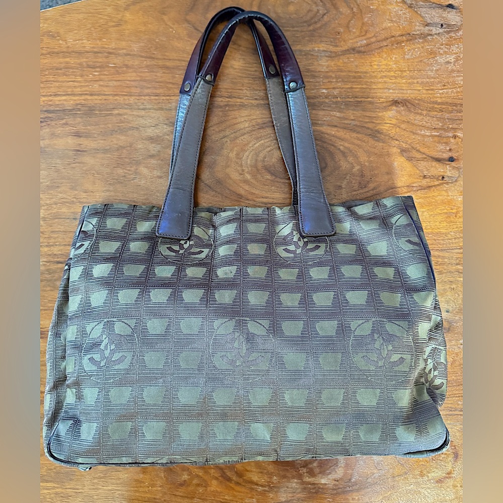 CHANEL Travel Line Olive Green Nylon Tote‎